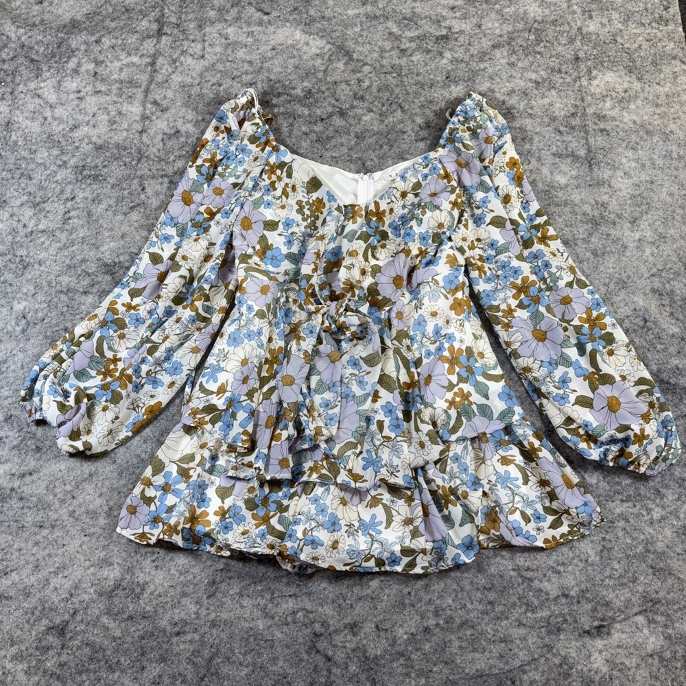 Hyfve Romper Women's Large Floral Boho Resort Wear Flare Sleeve Ruffle Beach‎